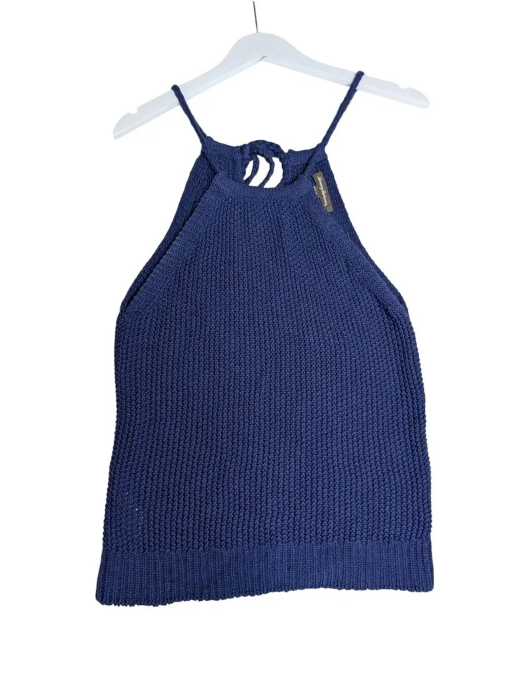Tommy Bahama Paradise Sun Blue Halter Sweater Womens XXS Open Knit Lightweight - Picture 2 of 12